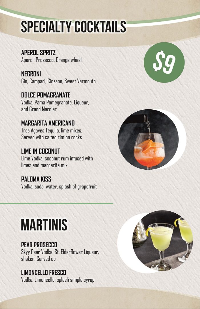 Happy hours drink list image
